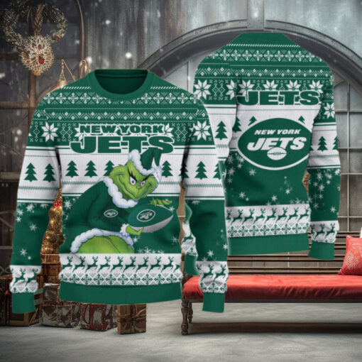 New York Jets Grinch Ugly Christmas Sweater