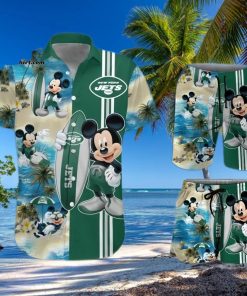 New York Jets Mickey Mouse All Over Print Hawaiian Shirt And Beach Shorts