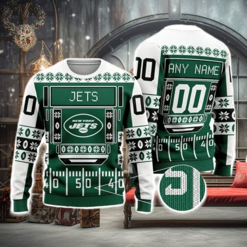 New York Jets Nfl Custom Name And Number For Sport Fans Ugly Christmas Sweater