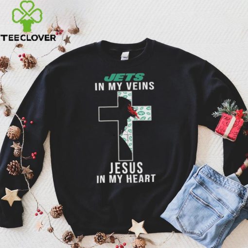 New York Jets in My Veins Jesus in My Heart 2024 Shirt