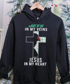 New York Jets in My Veins Jesus in My Heart 2024 Shirt