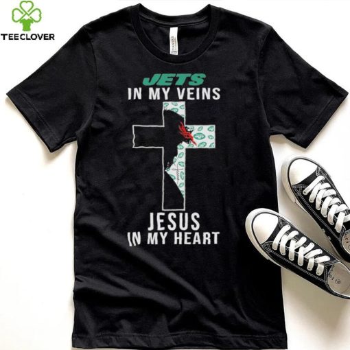 New York Jets in My Veins Jesus in My Heart 2024 Shirt