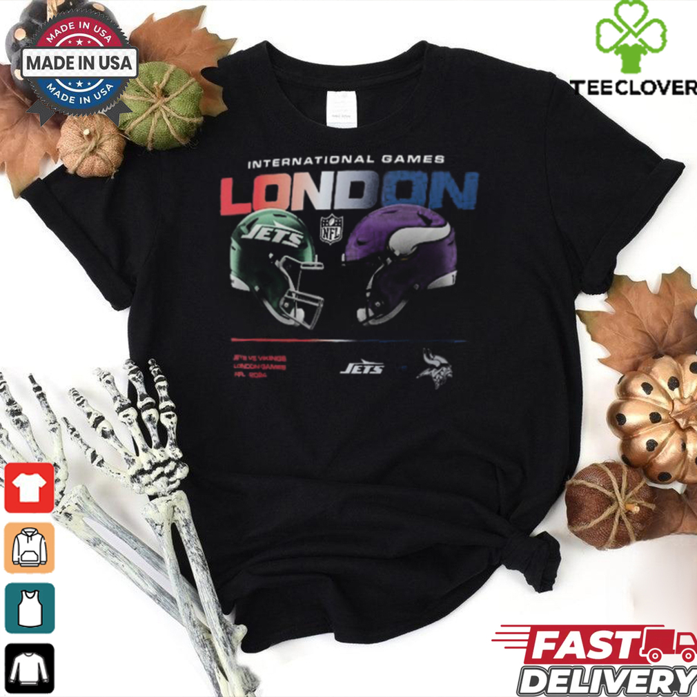 New York Jets vs. Minnesota Vikings Nike International Games London 2024 T Shirt New York Jets vs. Minnesota Vikings Nike International Games London 2024 T Shirt