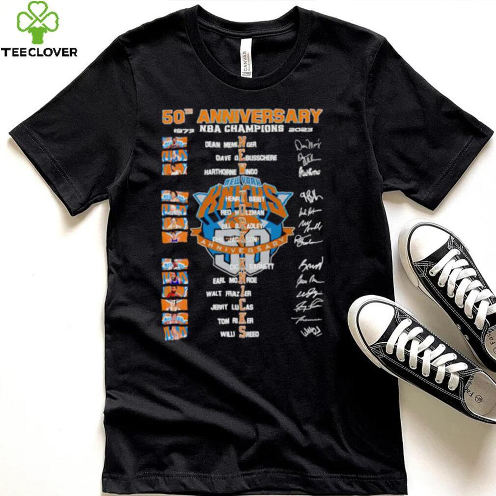 New York Knicks 50th anniversary 1973 2023 NBA Champions signatures shirt