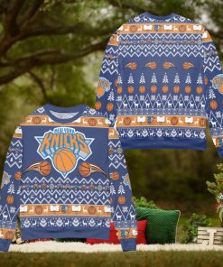 New York Knicks Basketball Team Reindeer Pattern Xmas 3D Sweater Cute Christmas Gift For Men And Women