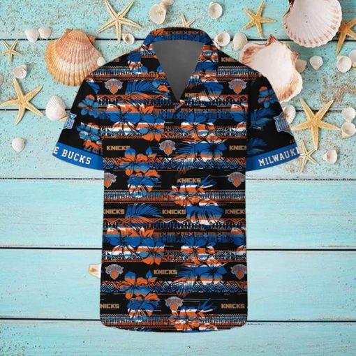 New York Knicks Hawaii Set Pattern Vintage 3D Hawaiian Shirt And Shorts