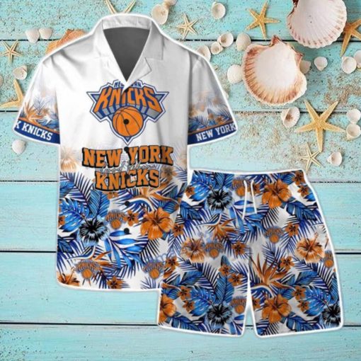 New York Knicks Team Logo Pattern Basketball Season Hawaiian Shirt & Short