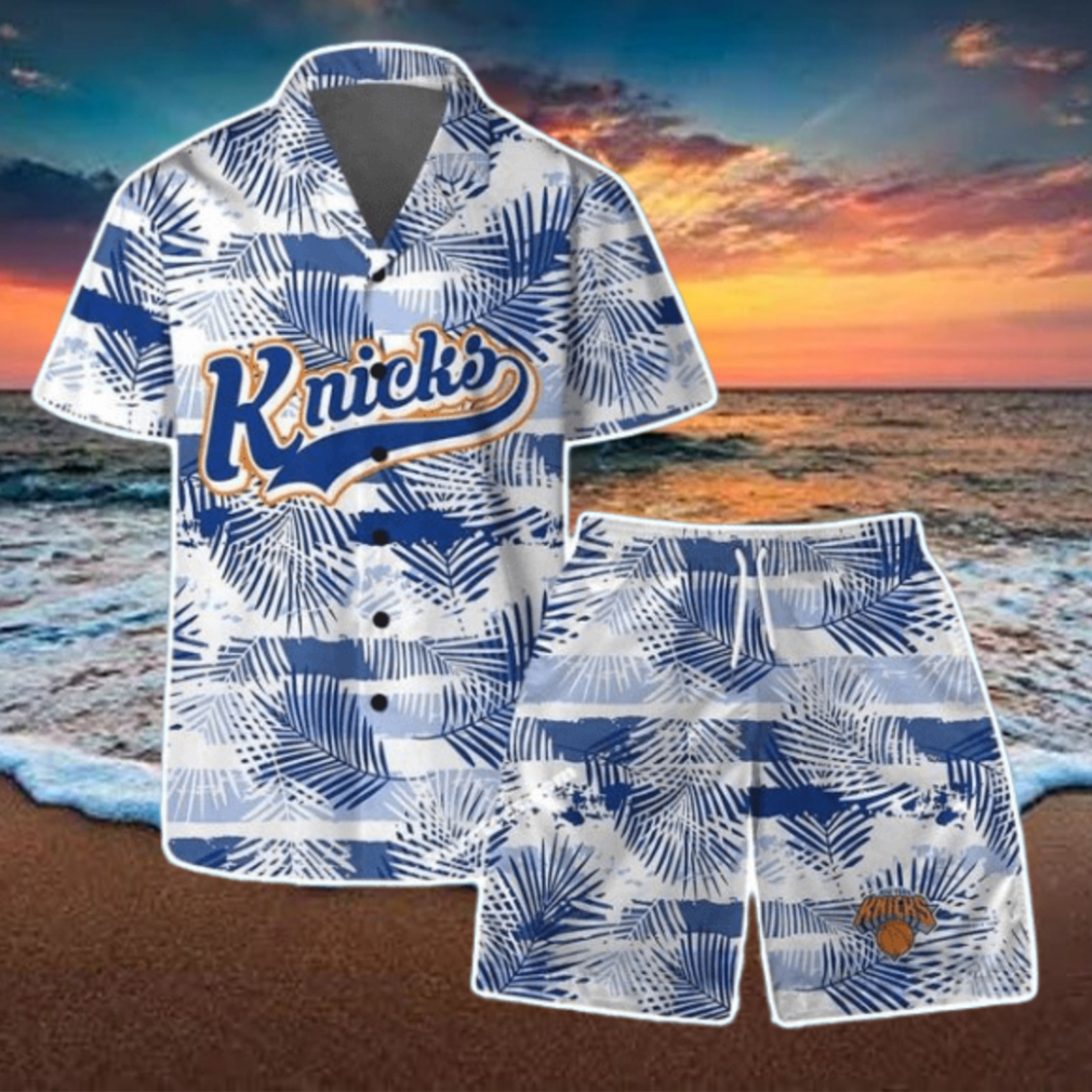 New York Knicks Team Logo Pattern Leaves Tropical Hawaiian Shirt & Short New York Knicks Team Logo Pattern Leaves Tropical Hawaiian Shirt & Short