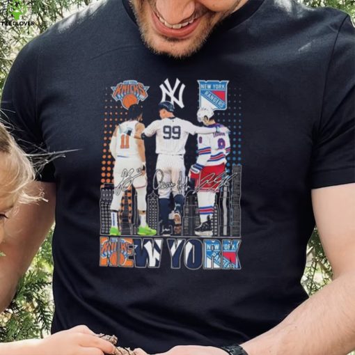 New York Knicks x New York Yankees x New York Rangers Signatures Shirt