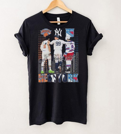 New York Knicks x New York Yankees x New York Rangers Signatures Shirt