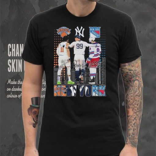 New York Knicks x New York Yankees x New York Rangers Signatures Shirt