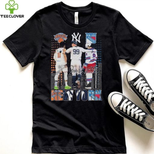 New York Knicks x New York Yankees x New York Rangers Signatures Shirt