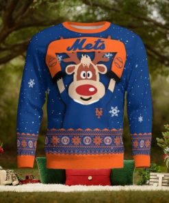 New York Mets Cute Reindeer Ugly Christmas Sweater Christmas Party Gift