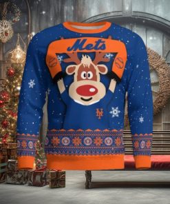 New York Mets Cute Reindeer Ugly Christmas Sweater Christmas Party Gift