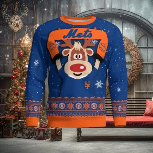 New York Mets Cute Reindeer Ugly Christmas Sweater Christmas Party Gift
