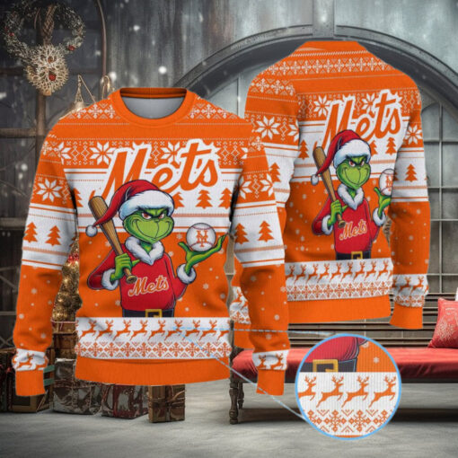 New York Mets Funny Grinch Christmas Sweater