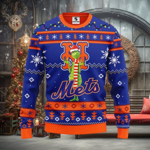 New York Mets Funny Grinch Christmas Ugly Sweater