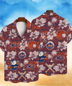 New York Mets Hibiscus Pattern Vintage Hawaiian Shirt
