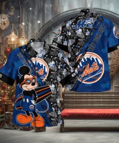 New York Mets Mickey Mouse Floral Short Sleeve Hawaii Shirt