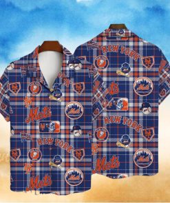 New York Mets Plaid Baseball Pattern Vintage Hawaiian Shirt