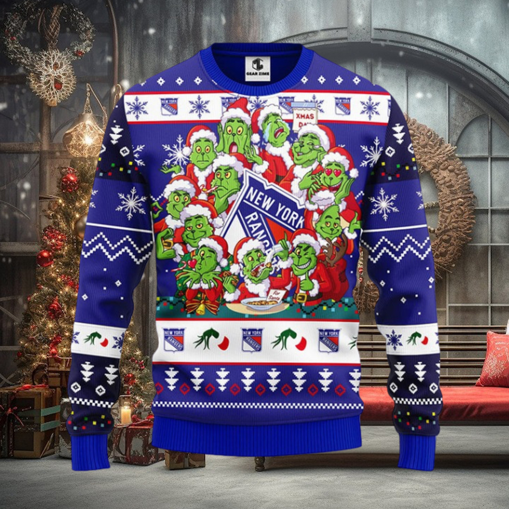 New York Rangers 12 Grinch Xmas Day Christmas Ugly Sweater New York Rangers 12 Grinch Xmas Day Christmas Ugly Sweater
