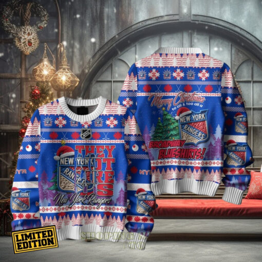 New York Rangers Broadway Blueshirts Ugly Christmas Sweater