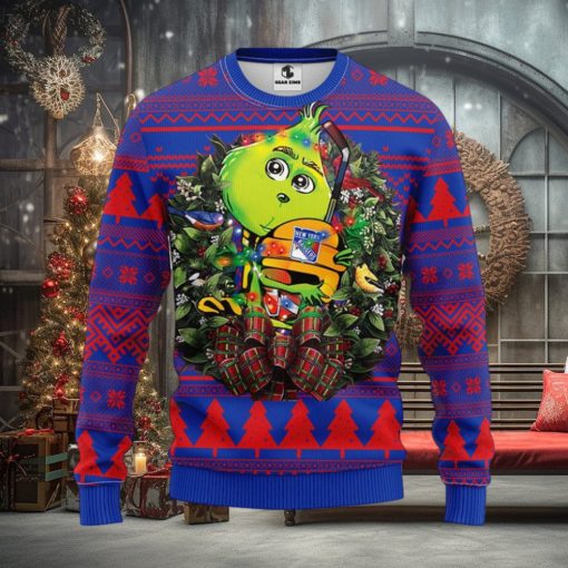 New York Rangers Grinch Hug Christmas Ugly Sweater