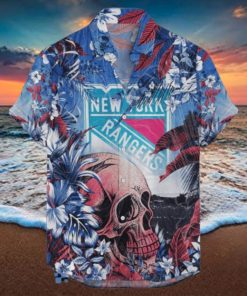 New York Rangers NHL Hawaiian Shirt Tropical Skull Design For Men Women