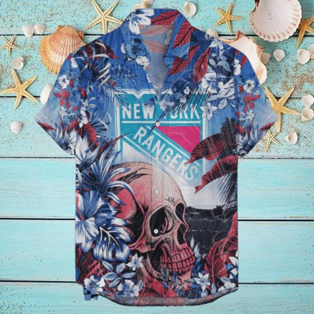 New York Rangers NHL Hawaiian Shirt Tropical Skull Design For Men Women New York Rangers NHL Hawaiian Shirt Tropical Skull Design For Men Women