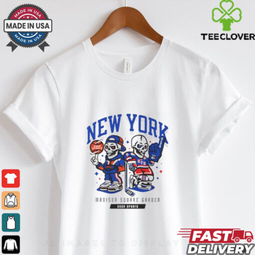 New York Rangers New York Knicks Unisex Garment Dyed Basketball and Hockey shirt