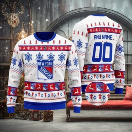 New York Rangers Personalized White Ugly Christmas Sweater