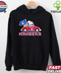 New York Rangers Snoopy And Woodstock Driving Car Flag Shirt