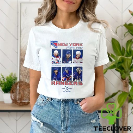 New York Rangers starting lineup Panarin Trocheck Lafreniere Gustafsson Fox Shesterkin shirt