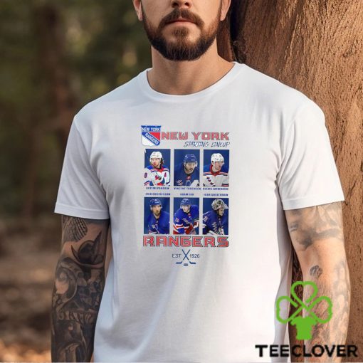New York Rangers starting lineup Panarin Trocheck Lafreniere Gustafsson Fox Shesterkin shirt