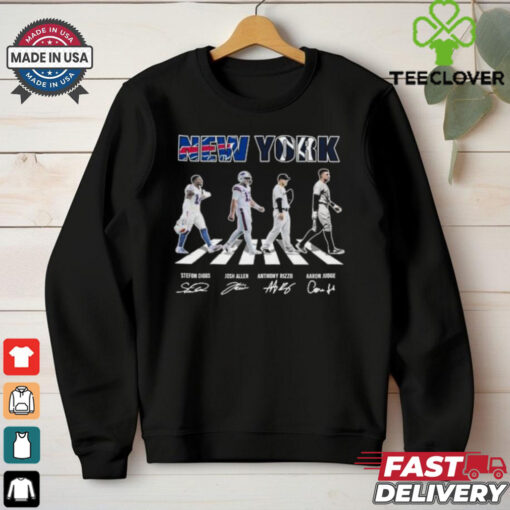 New York Teams Sport Buffalo Bills New York Yankees Walking Signatures 2024 T hoodie, sweater, longsleeve, shirt v-neck, t-shirt