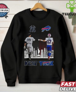 New York Yankees Aaron Judge And Buffalo Bills Josh Allen Signatures Skyline 2024 T hoodie, sweater, longsleeve, shirt v-neck, t-shirt