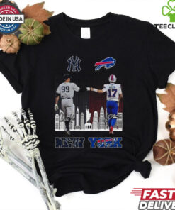 New York Yankees Aaron Judge And Buffalo Bills Josh Allen Signatures Skyline 2024 T hoodie, sweater, longsleeve, shirt v-neck, t-shirt