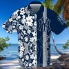 New York Yankees All Over Print Stripes Flowery Aloha Summer Beach Hawaiian Shirt – Navy