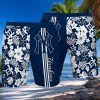 New York Yankees All Over Print Stripes Flowery Summer Hawaiian Beach Shorts – Navy