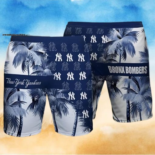 New York Yankees Bronx Bombers Summer All Over Print Hawaiian Beach Shorts