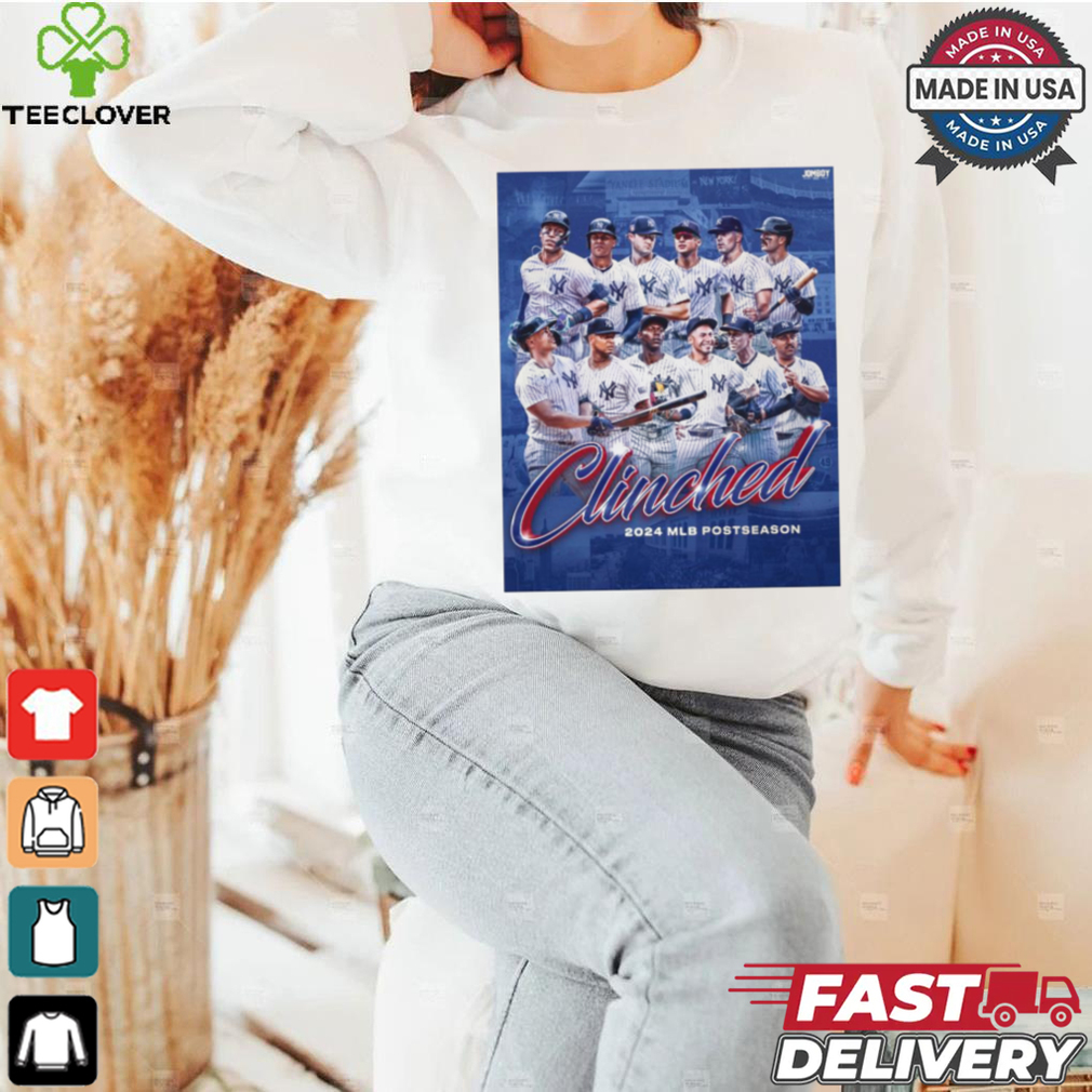 New York Yankees Clinched MLB Postseason 2024 Back To October Poster t shirt New York Yankees Clinched MLB Postseason 2024 Back To October Poster t shirt