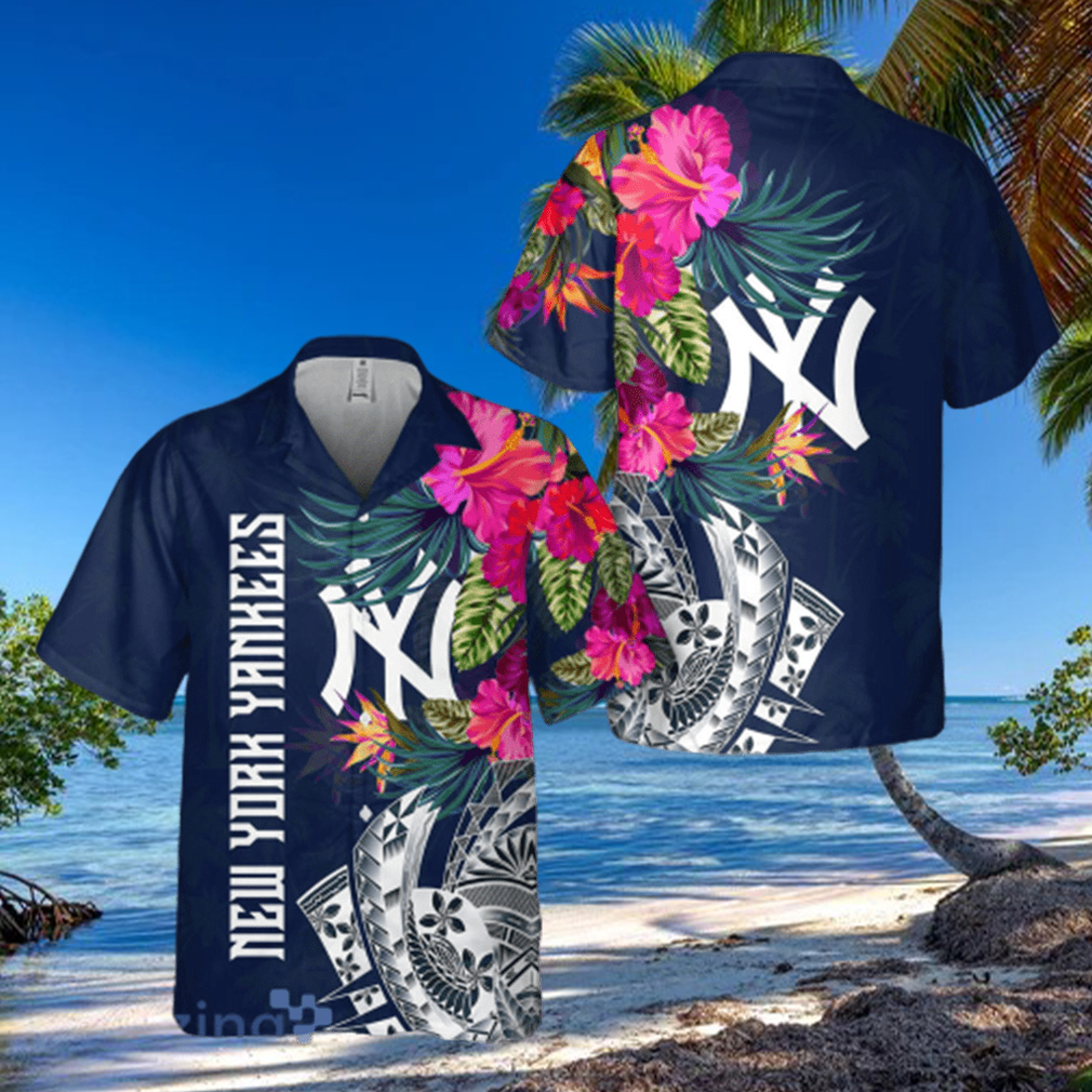 New York Yankees Flower Hawaiian Shirt New York Yankees Flower Hawaiian Shirt