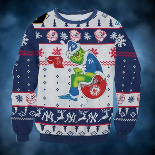 New York Yankees Funny Grinch All Over Print 3D Christmas Ugly Sweater