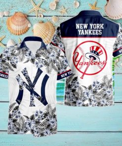 New York Yankees Hibiscus Plumeria Flower 3D Printed Hawaiian Shirt