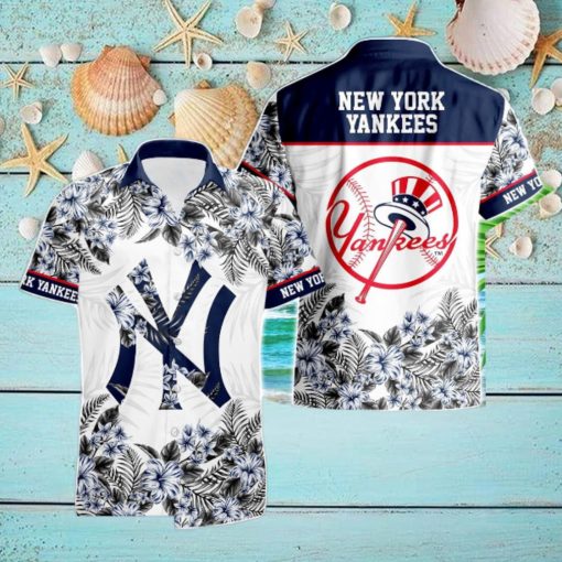 New York Yankees Hibiscus Plumeria Flower 3D Printed Hawaiian Shirt