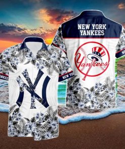 New York Yankees Hibiscus Plumeria Flower 3D Printed Hawaiian Shirt