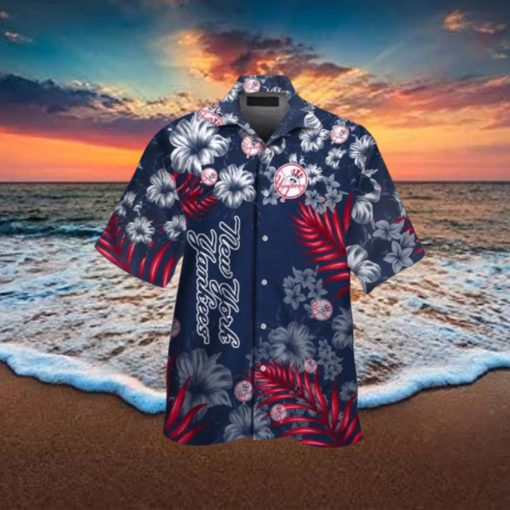 New York Yankees MLB Flower Short Sleeve Button Up Tropical Hawaiian Shirt