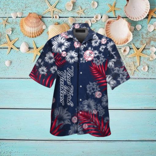 New York Yankees MLB Flower Short Sleeve Button Up Tropical Hawaiian Shirt
