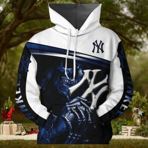 New York Yankees Nfl Football Mlb Skull 3d Hoodie