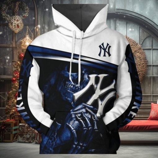 New York Yankees Nfl Football Mlb Skull 3d Hoodie